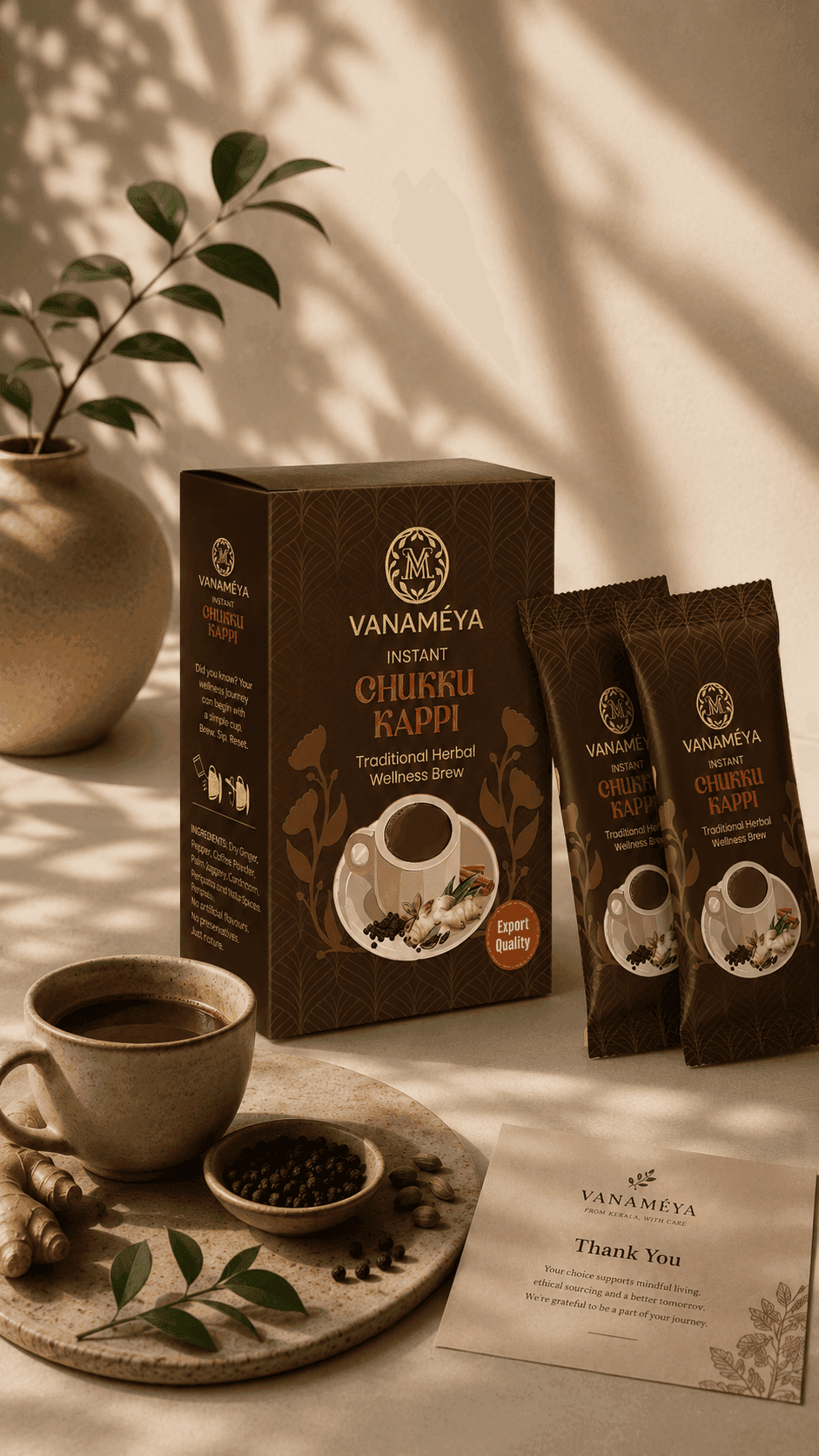 VANAMÉYA Instant Dry Ginger Coffee Mobile Presentation